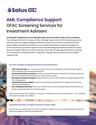 AML Compliance Support - Salus GRC